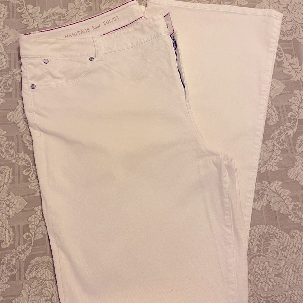 Talbots‎ Heritage Women’s Bootcut 5-Pocket Jeans Zip-Fly Tall White Sz 20 L / 35